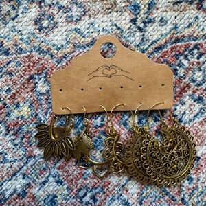 Intricate Gold-Toned Earrings Set